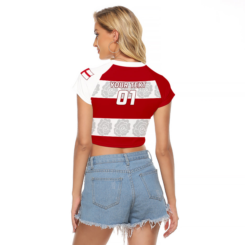 Custom England Rugby Raglan Cropped T Shirt The Red Rose Champion World Cup 2023 - Wonder Print Shop