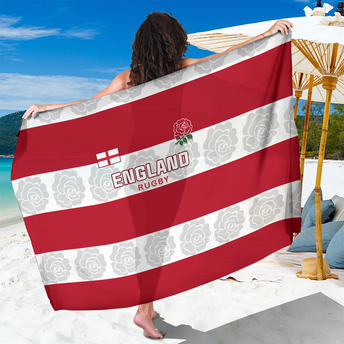 Custom England Rugby Sarong The Red Rose Champion World Cup 2023 - Wonder Print Shop
