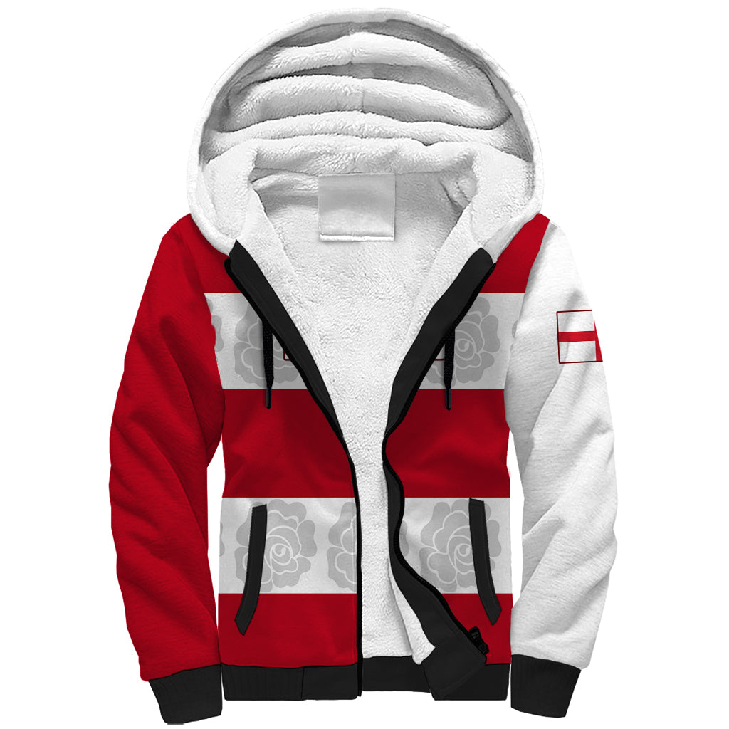Custom England Rugby Sherpa Hoodie The Red Rose Champion World Cup 2023 - Wonder Print Shop