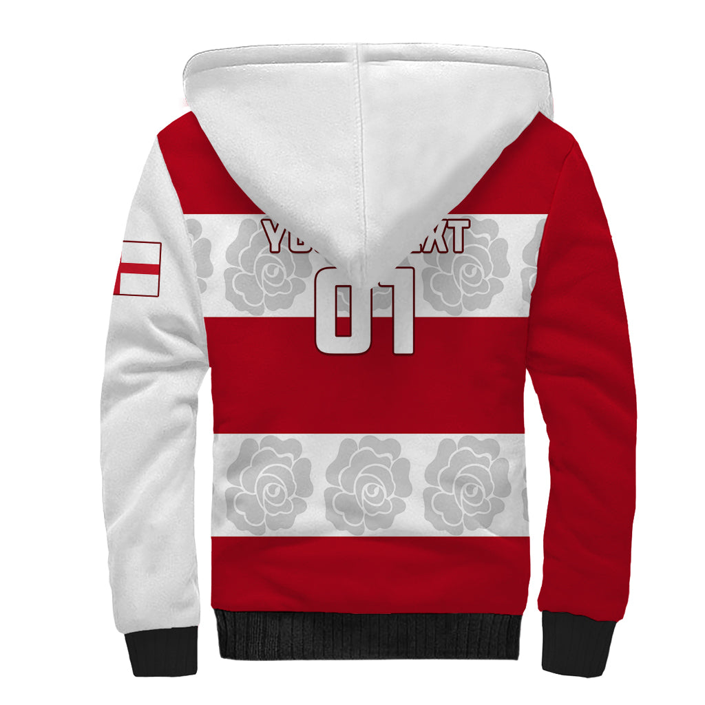 Custom England Rugby Sherpa Hoodie The Red Rose Champion World Cup 2023 - Wonder Print Shop