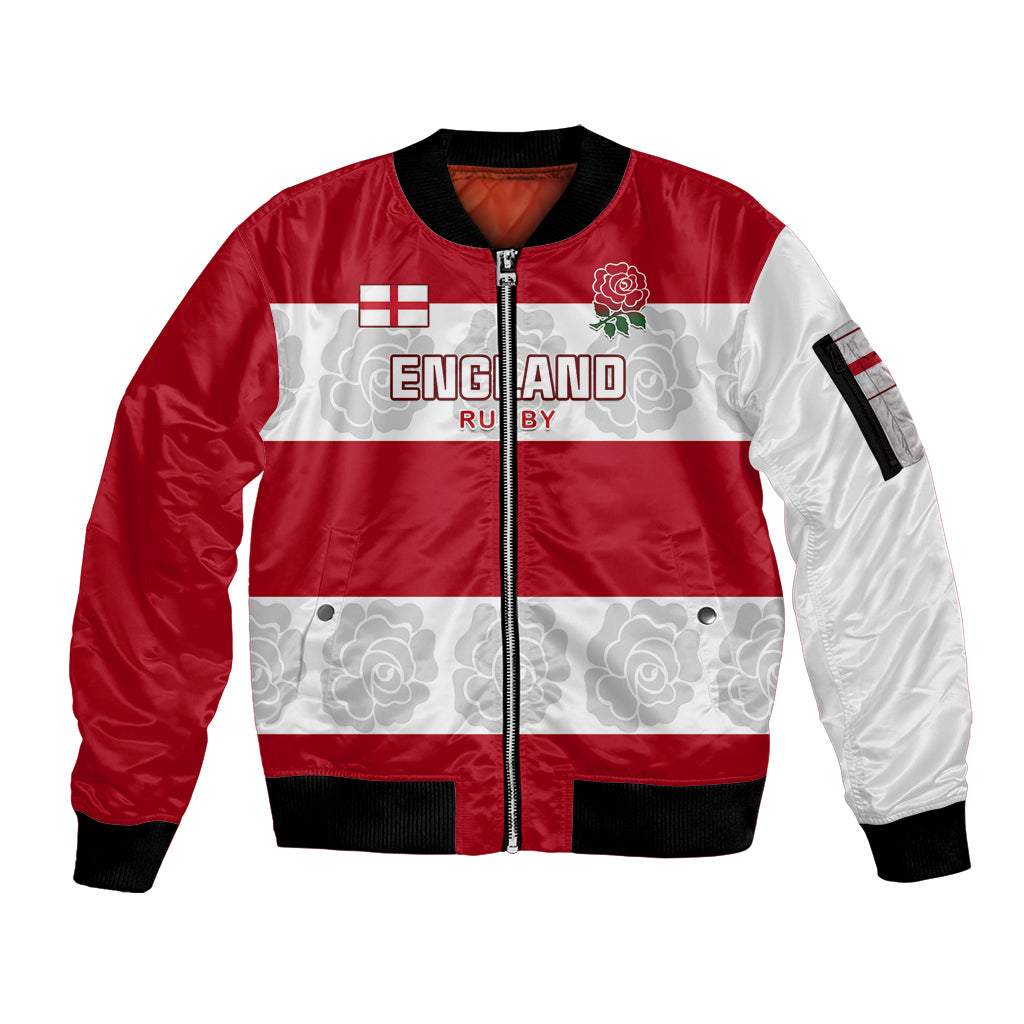Custom England Rugby Sleeve Zip Bomber Jacket The Red Rose Champion World Cup 2023 - Wonder Print Shop