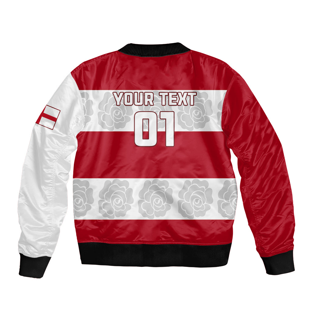 Custom England Rugby Sleeve Zip Bomber Jacket The Red Rose Champion World Cup 2023 - Wonder Print Shop