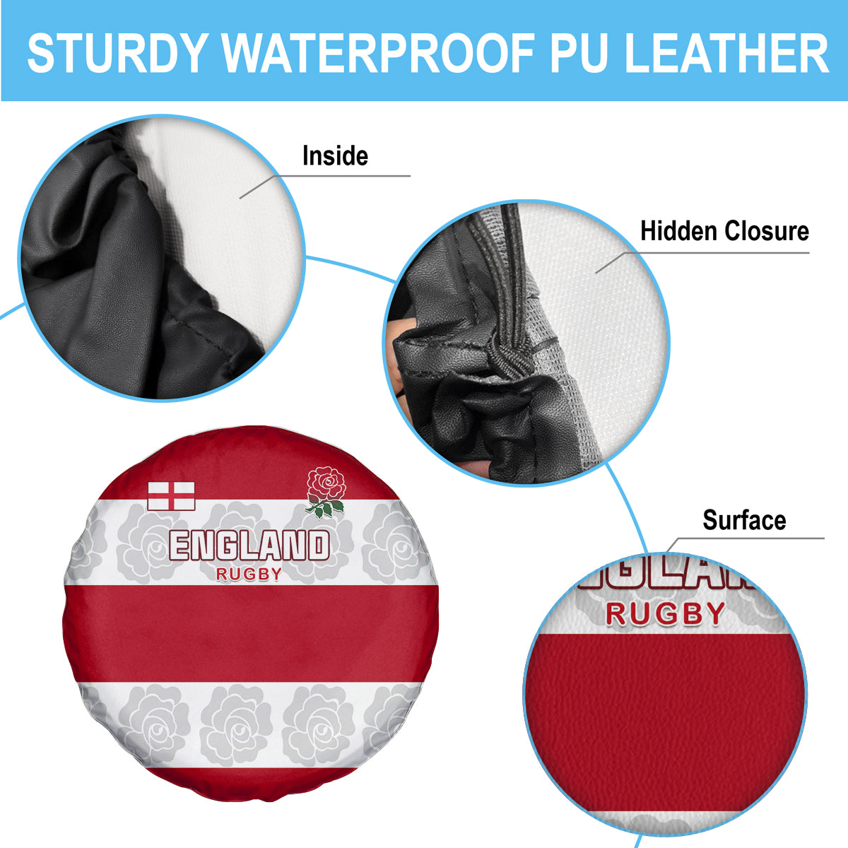 Custom England Rugby Spare Tire Cover The Red Rose Champion World Cup 2023 - Wonder Print Shop