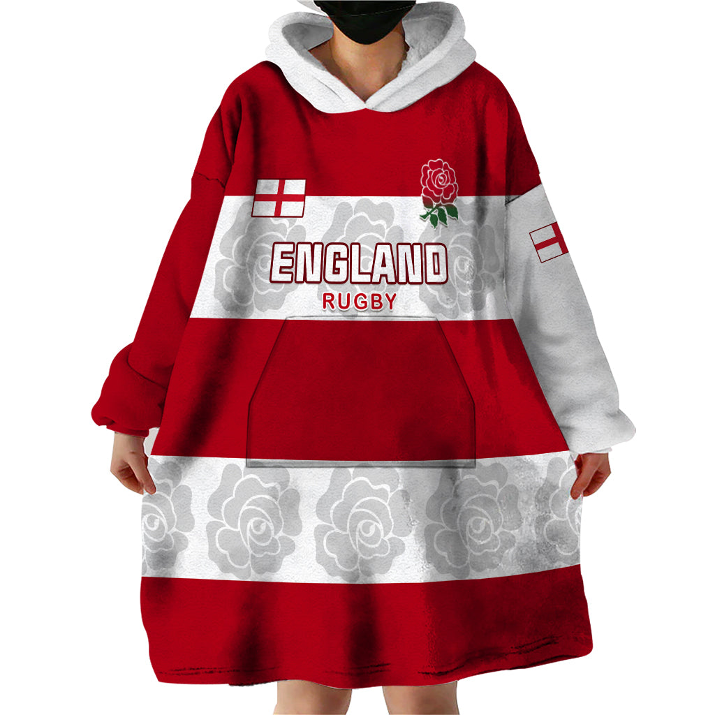 Custom England Rugby Wearable Blanket Hoodie The Red Rose Champion World Cup 2023 - Wonder Print Shop