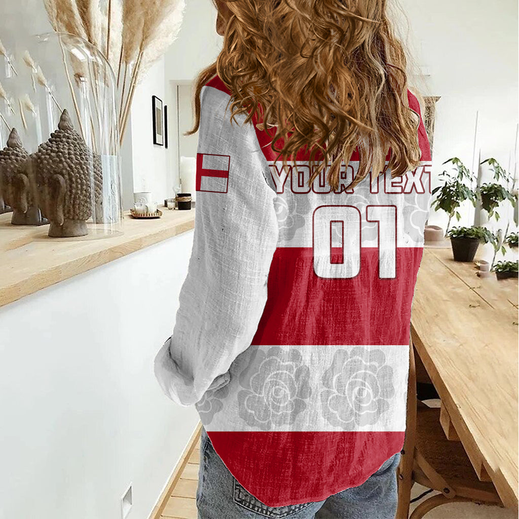 Custom England Rugby Women Casual Shirt The Red Rose Champion World Cup 2023 - Wonder Print Shop