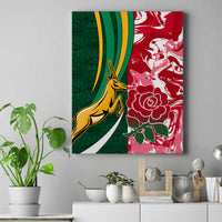 Custom South Africa and England Rugby Canvas Wall Art The Red Rose Protea Pattern - Wonder Print Shop