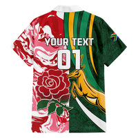 Custom South Africa and England Rugby Family Matching Off Shoulder Maxi Dress and Hawaiian Shirt The Red Rose Protea Pattern - Wonder Print Shop
