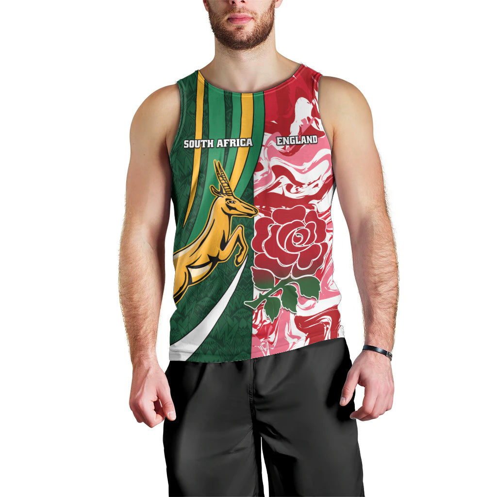 Custom South Africa and England Rugby Men Tank Top The Red Rose Protea Pattern - Wonder Print Shop