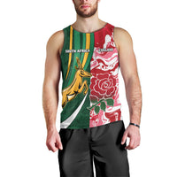 Custom South Africa and England Rugby Men Tank Top The Red Rose Protea Pattern - Wonder Print Shop