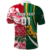 Custom South Africa and England Rugby Polo Shirt The Red Rose Protea Pattern - Wonder Print Shop