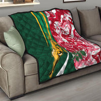 Custom South Africa and England Rugby Quilt The Red Rose Protea Pattern - Wonder Print Shop