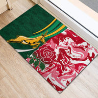 Custom South Africa and England Rugby Rubber Doormat The Red Rose Protea Pattern - Wonder Print Shop