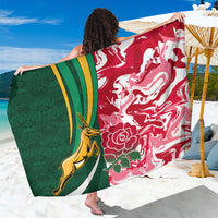 Custom South Africa and England Rugby Sarong The Red Rose Protea Pattern - Wonder Print Shop