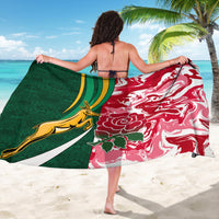 Custom South Africa and England Rugby Sarong The Red Rose Protea Pattern - Wonder Print Shop