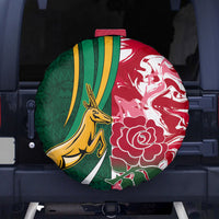 Custom South Africa and England Rugby Spare Tire Cover The Red Rose Protea Pattern - Wonder Print Shop