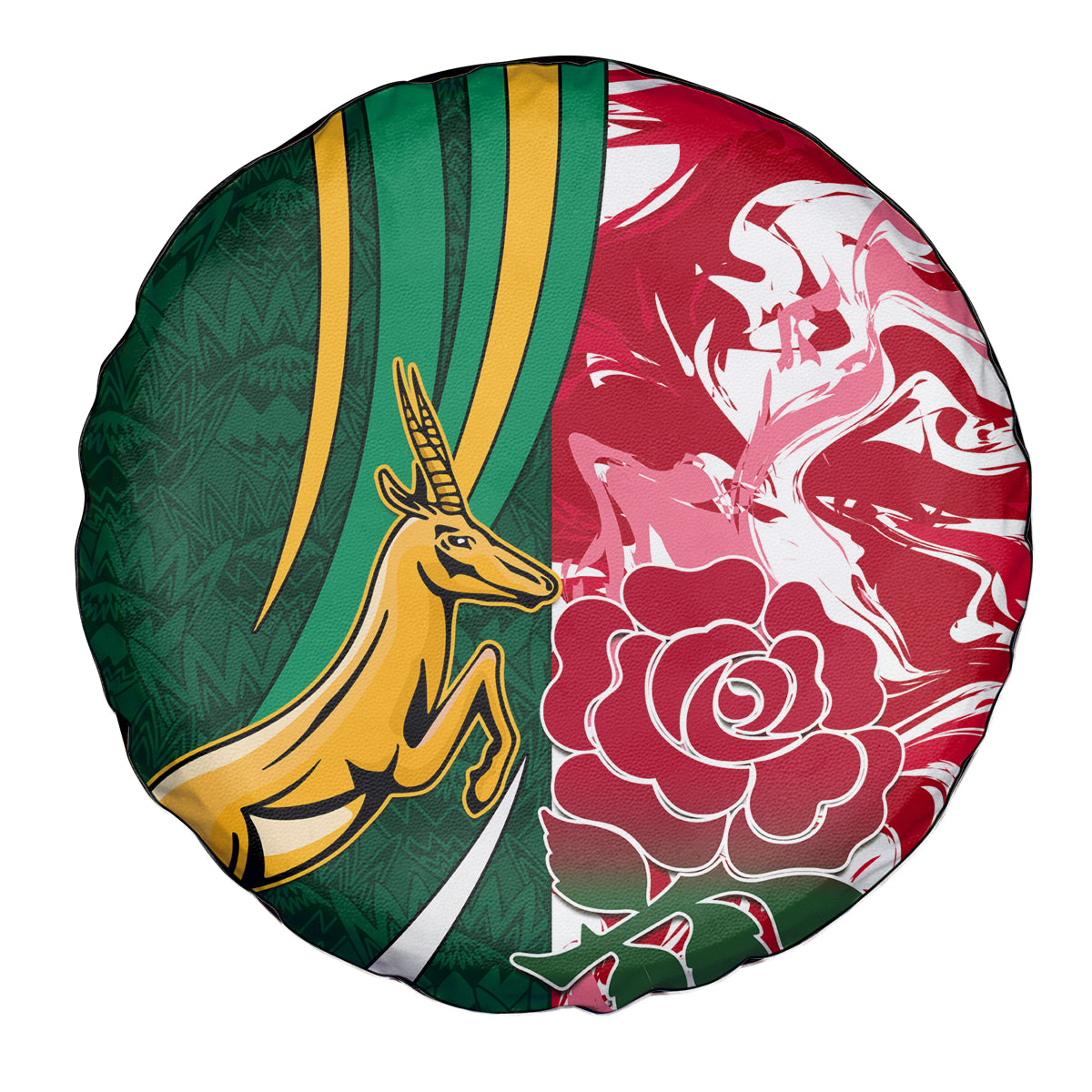Custom South Africa and England Rugby Spare Tire Cover The Red Rose Protea Pattern - Wonder Print Shop