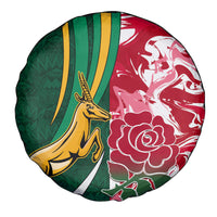 Custom South Africa and England Rugby Spare Tire Cover The Red Rose Protea Pattern - Wonder Print Shop