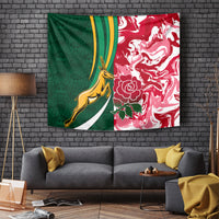 Custom South Africa and England Rugby Tapestry The Red Rose Protea Pattern - Wonder Print Shop