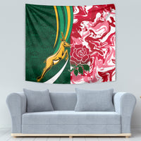 Custom South Africa and England Rugby Tapestry The Red Rose Protea Pattern - Wonder Print Shop