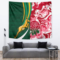 Custom South Africa and England Rugby Tapestry The Red Rose Protea Pattern - Wonder Print Shop