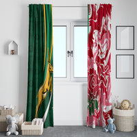 Custom South Africa and England Rugby Window Curtain The Red Rose Protea Pattern - Wonder Print Shop