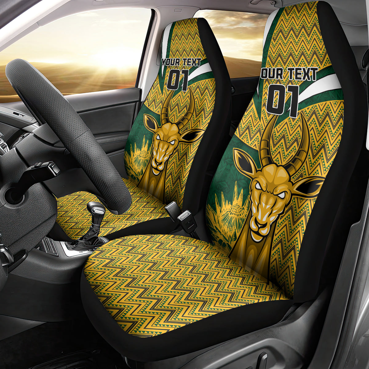 Custom South Africa Rugby Car Seat Cover Come On Bokke Champion World Cup 2023 - Wonder Print Shop