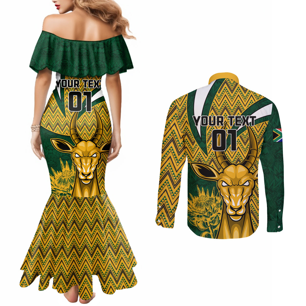 custom-south-africa-rugby-couples-matching-mermaid-dress-and-long-sleeve-button-shirt-come-on-bokke-champion-world-cup-2023