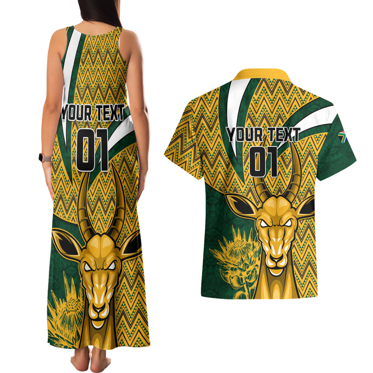 Custom South Africa Rugby Couples Matching Tank Maxi Dress and Hawaiian Shirt Come On Bokke Champion World Cup 2023 - Wonder Print Shop