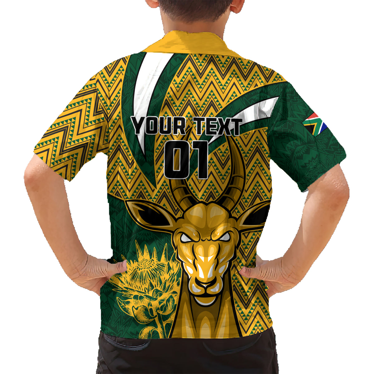 Custom South Africa Rugby Family Matching Short Sleeve Bodycon Dress and Hawaiian Shirt Come On Bokke Champion World Cup 2023 - Wonder Print Shop