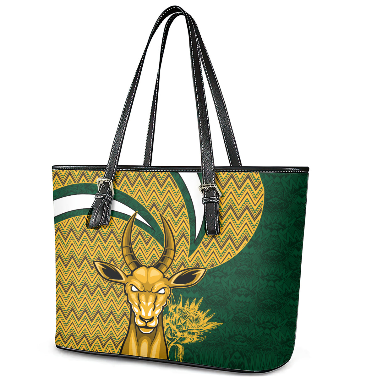 Custom South Africa Rugby Leather Tote Bag Come On Bokke Champion World Cup 2023 - Wonder Print Shop