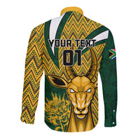 Custom South Africa Rugby Long Sleeve Button Shirt Come On Bokke Champion World Cup 2023 - Wonder Print Shop