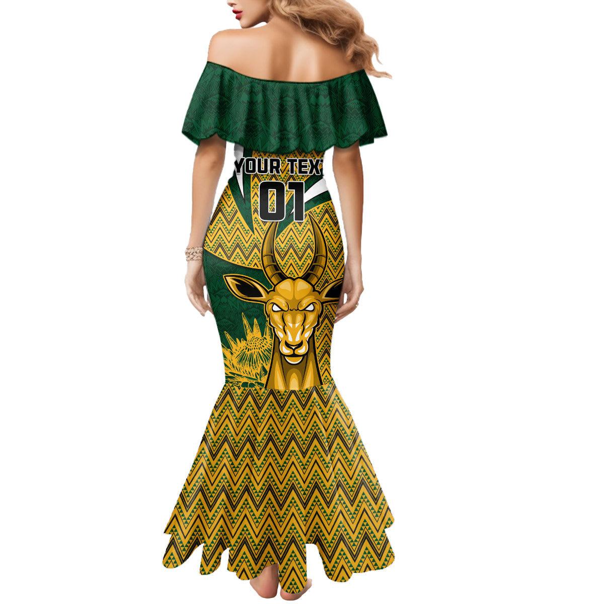 Custom South Africa Rugby Mermaid Dress Come On Bokke Champion World Cup 2023 - Wonder Print Shop