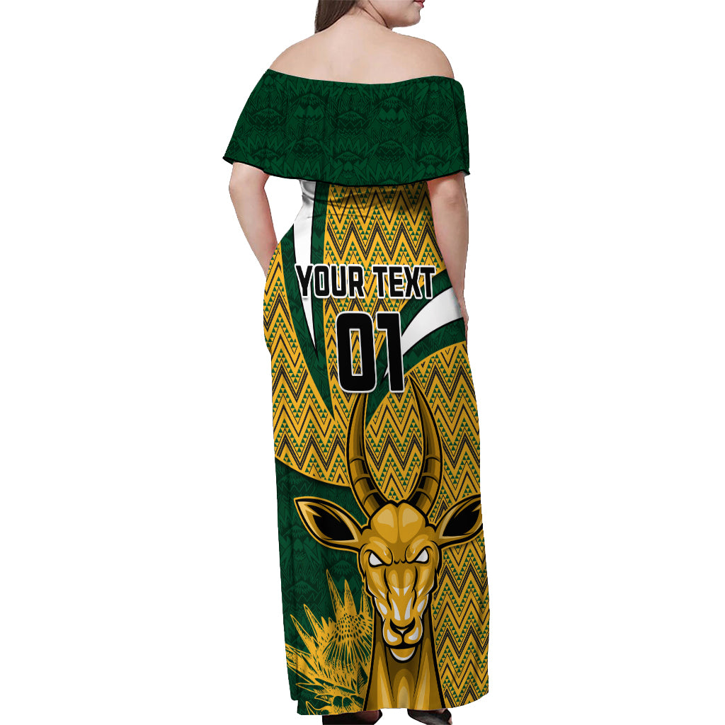 Custom South Africa Rugby Off Shoulder Maxi Dress Come On Bokke Champion World Cup 2023 - Wonder Print Shop