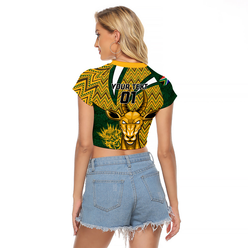 Custom South Africa Rugby Raglan Cropped T Shirt Come On Bokke Champion World Cup 2023 - Wonder Print Shop