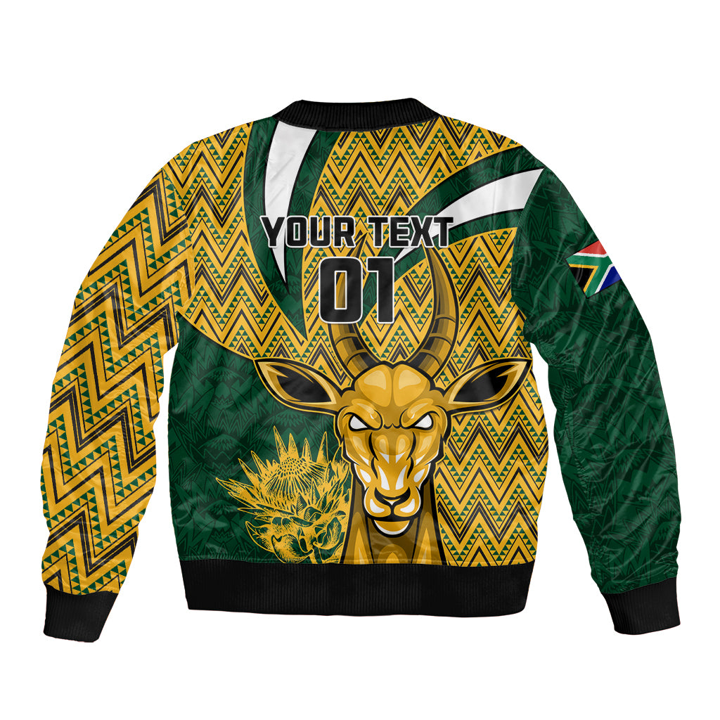 Custom South Africa Rugby Sleeve Zip Bomber Jacket Come On Bokke Champion World Cup 2023 - Wonder Print Shop