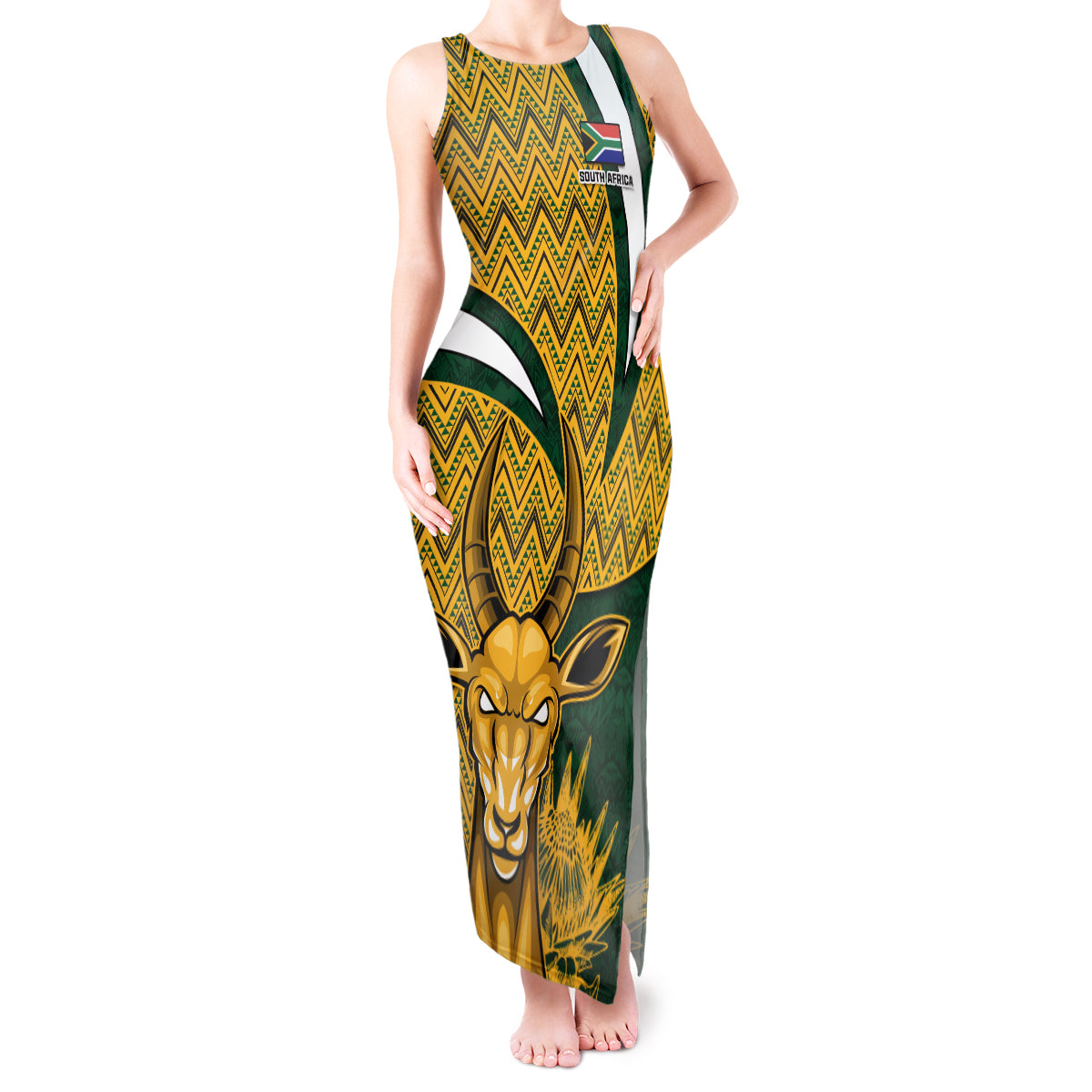 Custom South Africa Rugby Tank Maxi Dress Come On Bokke Champion World Cup 2023 - Wonder Print Shop