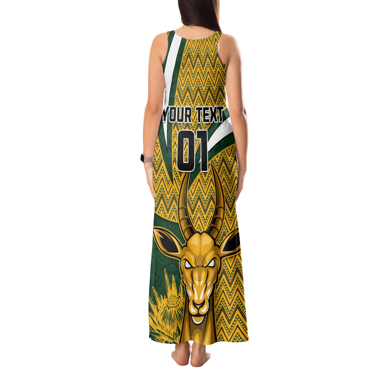 Custom South Africa Rugby Tank Maxi Dress Come On Bokke Champion World Cup 2023 - Wonder Print Shop