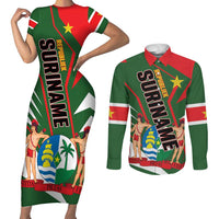 Republiek Suriname Couples Matching Short Sleeve Bodycon Dress and Long Sleeve Button Shirt Special Edition - Wonder Print Shop
