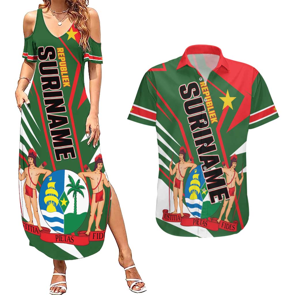 Republiek Suriname Couples Matching Summer Maxi Dress and Hawaiian Shirt Special Edition - Wonder Print Shop
