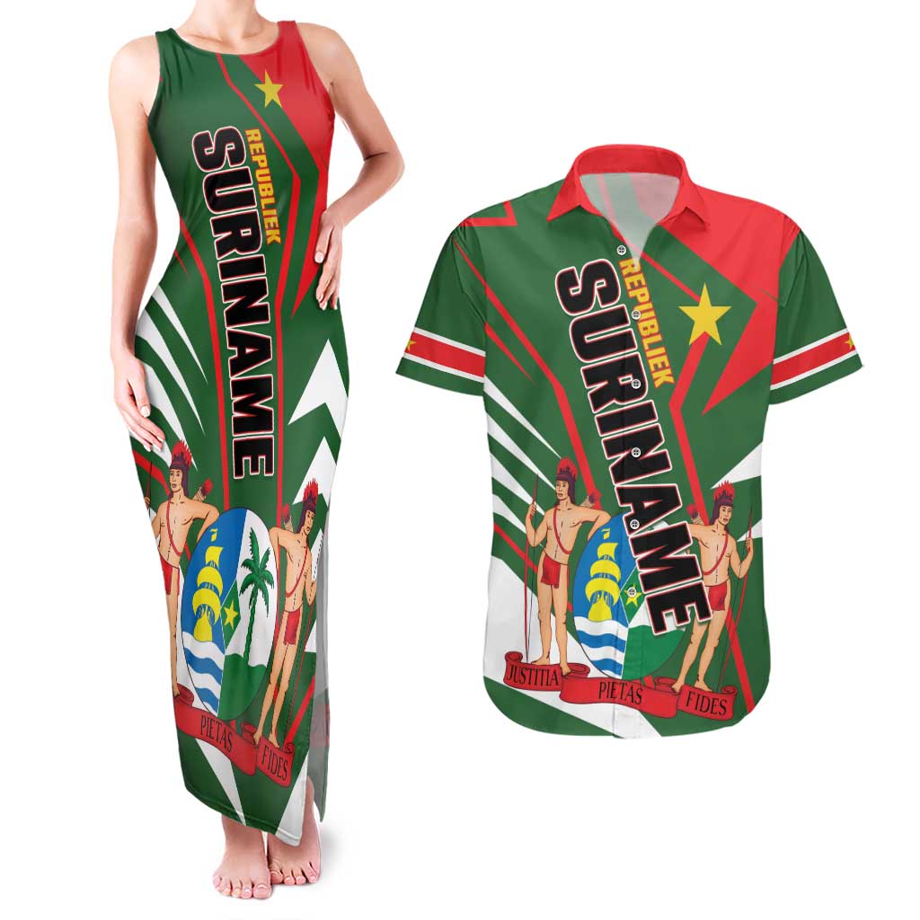 Republiek Suriname Couples Matching Tank Maxi Dress and Hawaiian Shirt Special Edition - Wonder Print Shop