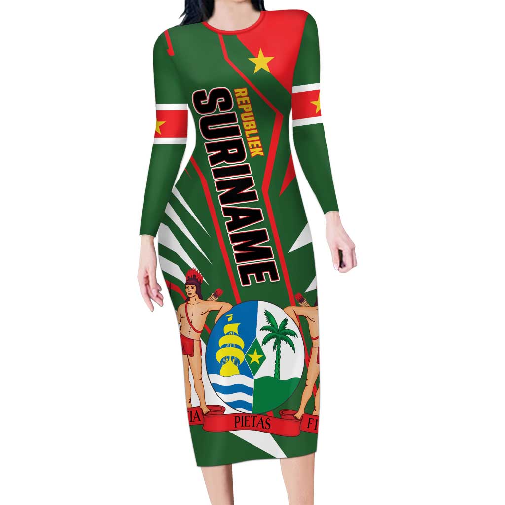 Republiek Suriname Family Matching Long Sleeve Bodycon Dress and Hawaiian Shirt Special Edition - Wonder Print Shop