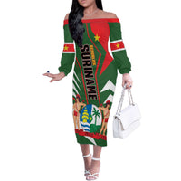 Republiek Suriname Family Matching Off The Shoulder Long Sleeve Dress and Hawaiian Shirt Special Edition - Wonder Print Shop