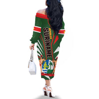 Republiek Suriname Family Matching Off The Shoulder Long Sleeve Dress and Hawaiian Shirt Special Edition - Wonder Print Shop