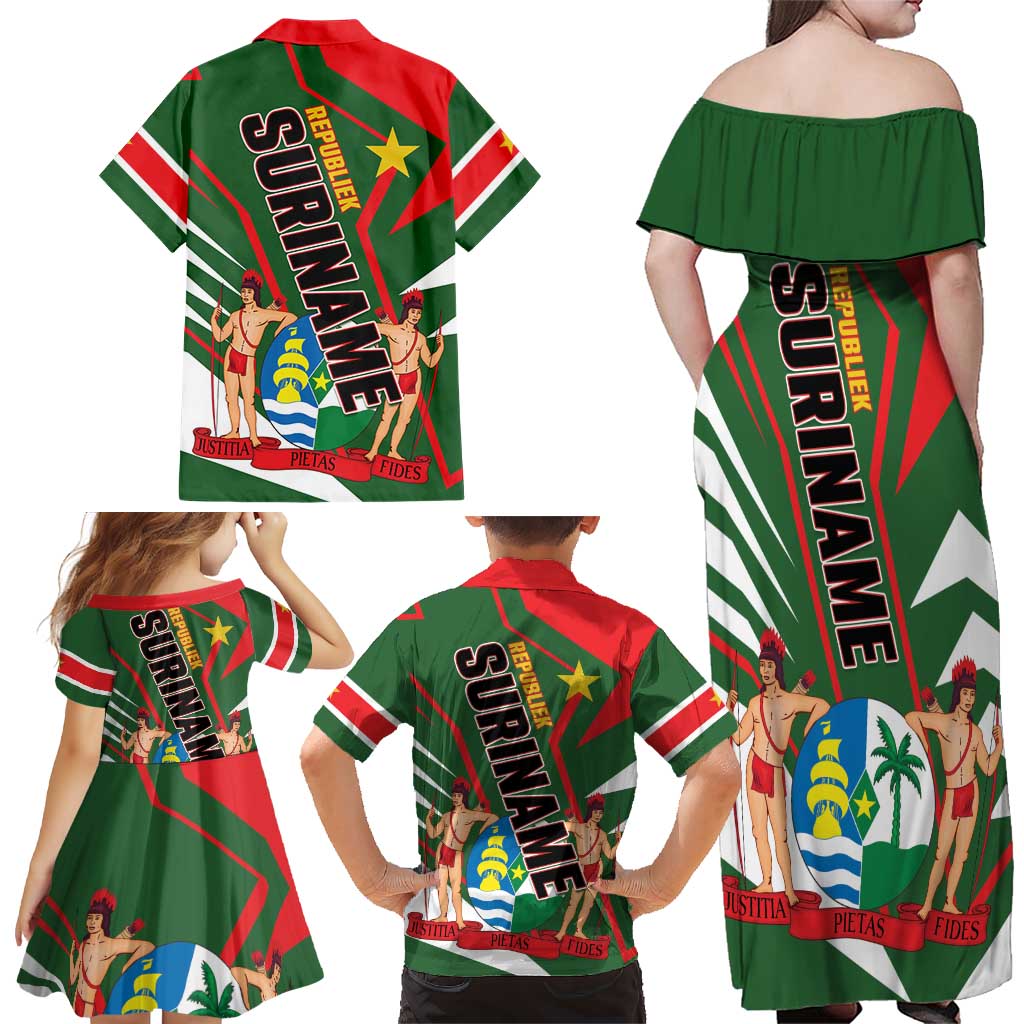 Republiek Suriname Family Matching Off Shoulder Maxi Dress and Hawaiian Shirt Special Edition - Wonder Print Shop