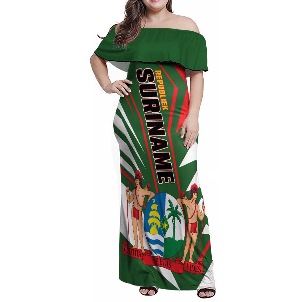 Republiek Suriname Family Matching Off Shoulder Maxi Dress and Hawaiian Shirt Special Edition - Wonder Print Shop