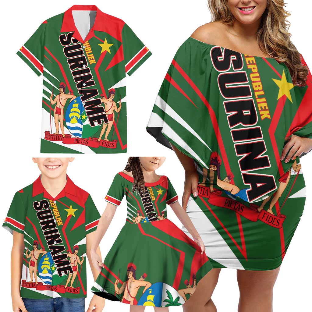Republiek Suriname Family Matching Off Shoulder Short Dress and Hawaiian Shirt Special Edition - Wonder Print Shop