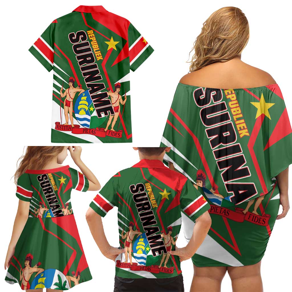 Republiek Suriname Family Matching Off Shoulder Short Dress and Hawaiian Shirt Special Edition - Wonder Print Shop