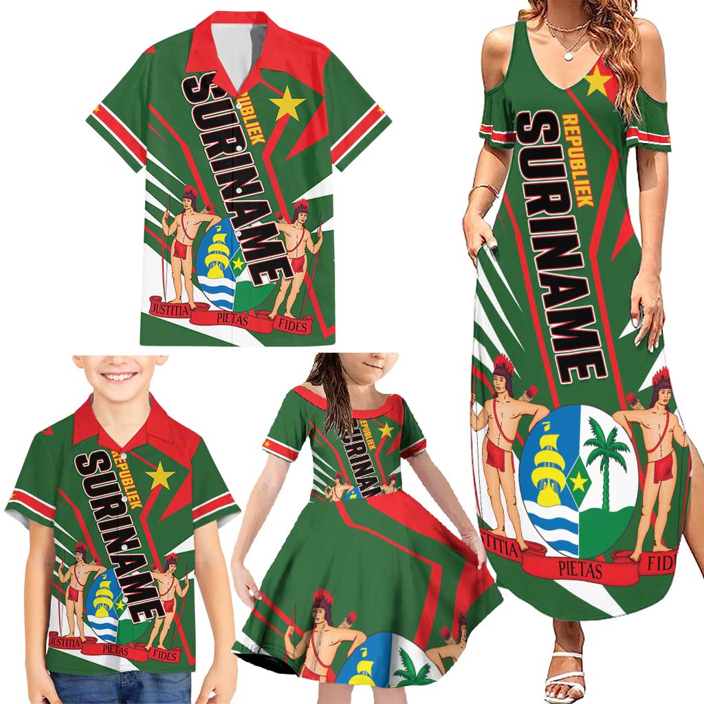 Republiek Suriname Family Matching Summer Maxi Dress and Hawaiian Shirt Special Edition - Wonder Print Shop