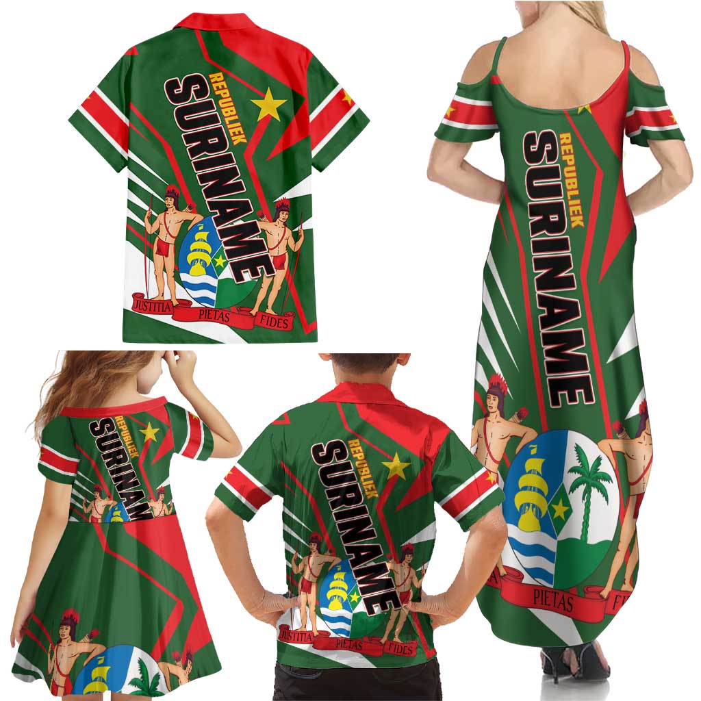 Republiek Suriname Family Matching Summer Maxi Dress and Hawaiian Shirt Special Edition - Wonder Print Shop