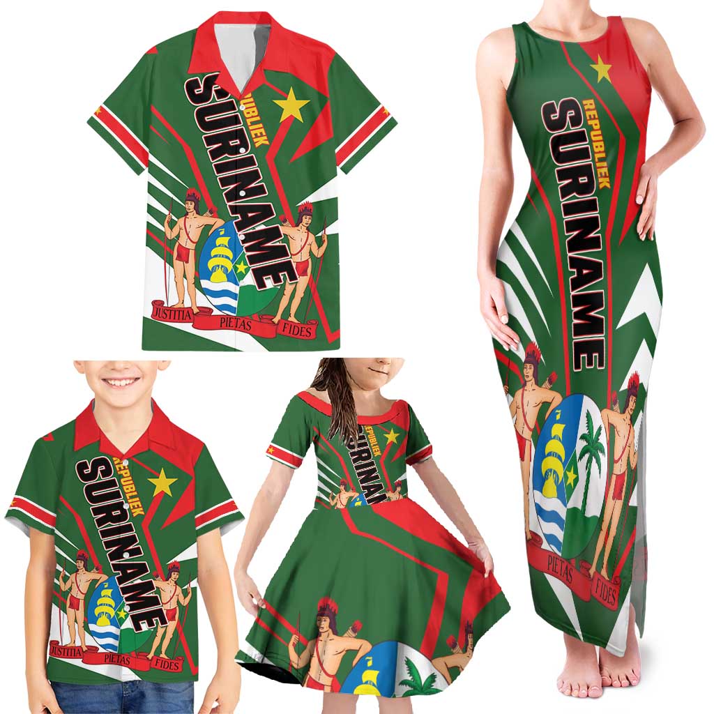 Republiek Suriname Family Matching Tank Maxi Dress and Hawaiian Shirt Special Edition - Wonder Print Shop